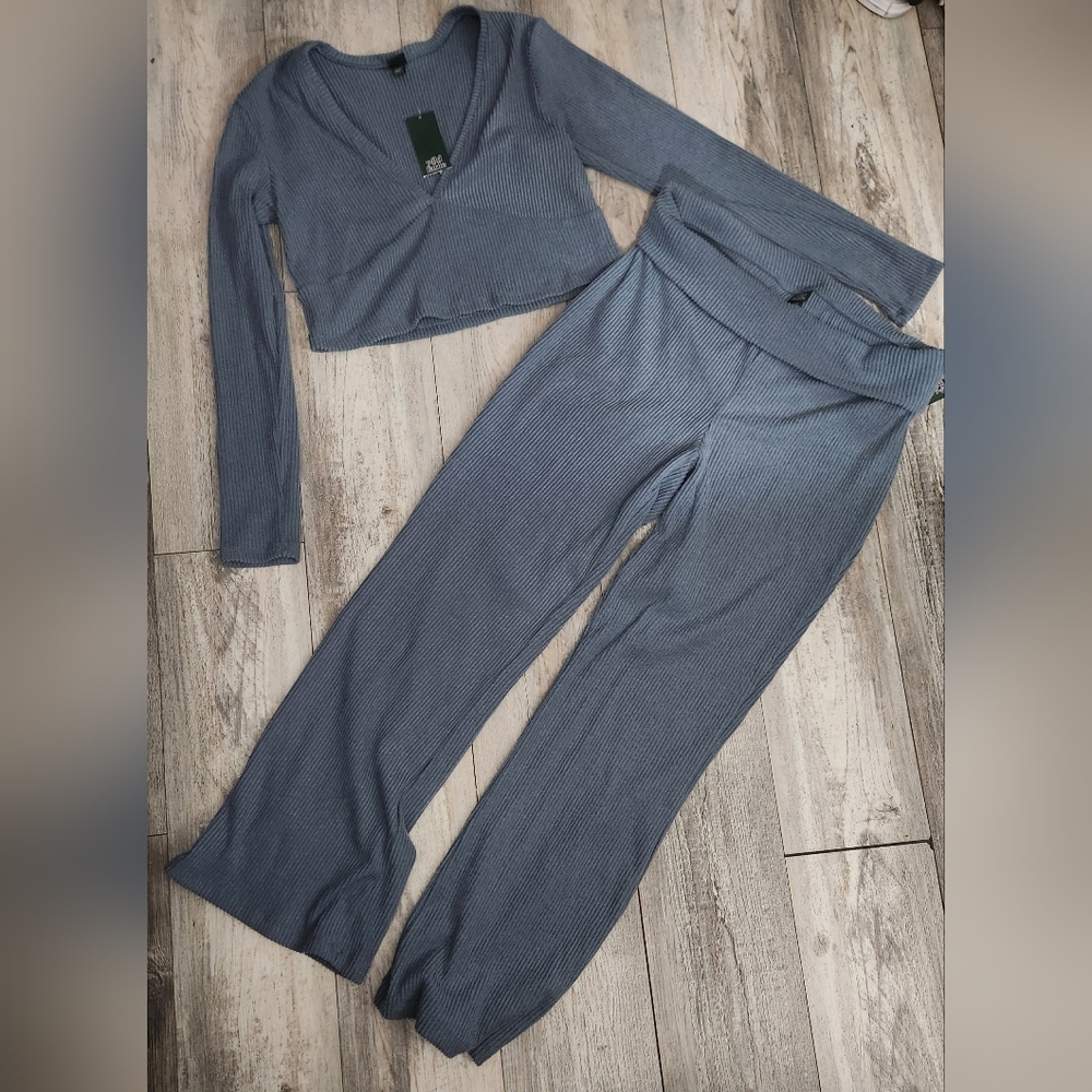 Wild Fable Blue Ribbed Lounge Set